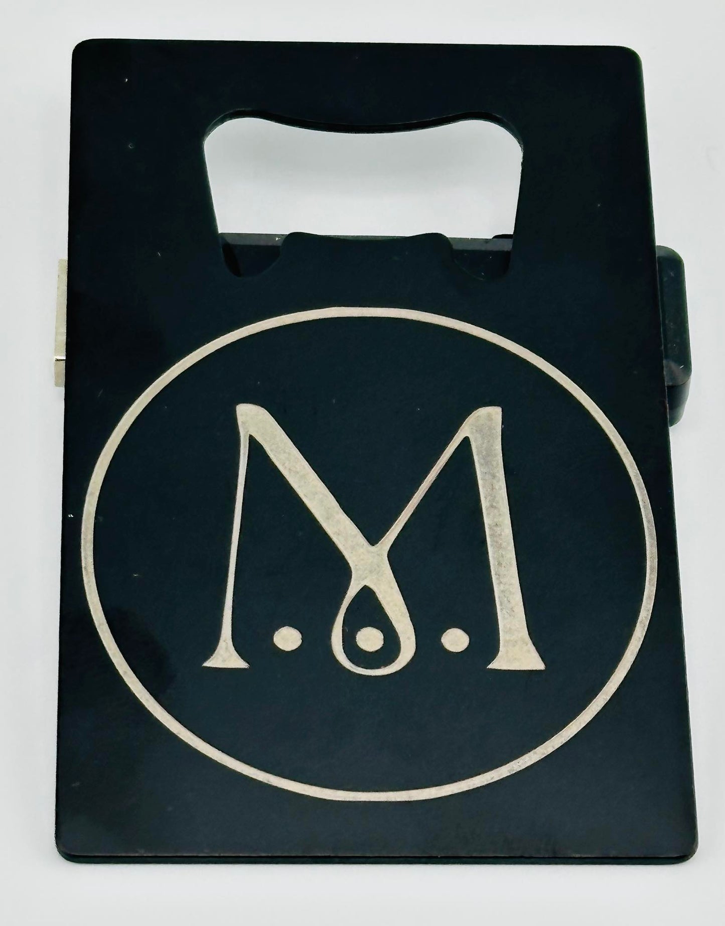 Black Powder Coated Stainless Steel Bottle Opener - Personalized