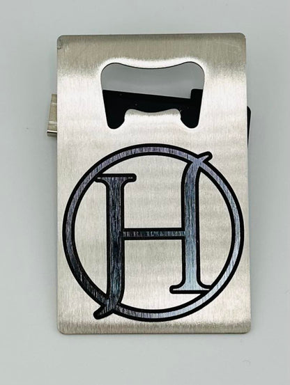 Black Powder Coated Stainless Steel Bottle Opener - Personalized